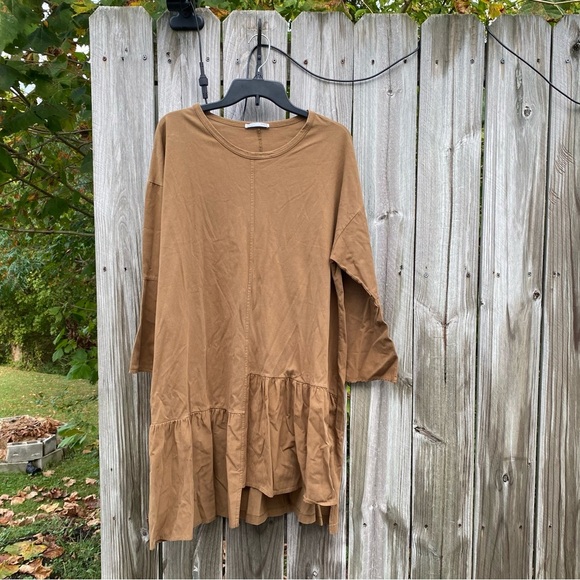 ZARA Women’s Asymmetrical Casual Brown Women's Shirt Dress Oversized S - Picture 5 of 6